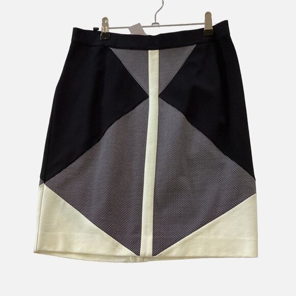 NWT Ann Taylor Black Ivory Color Block Ponte Pencil Stretch Skirt 6 Petite Excel